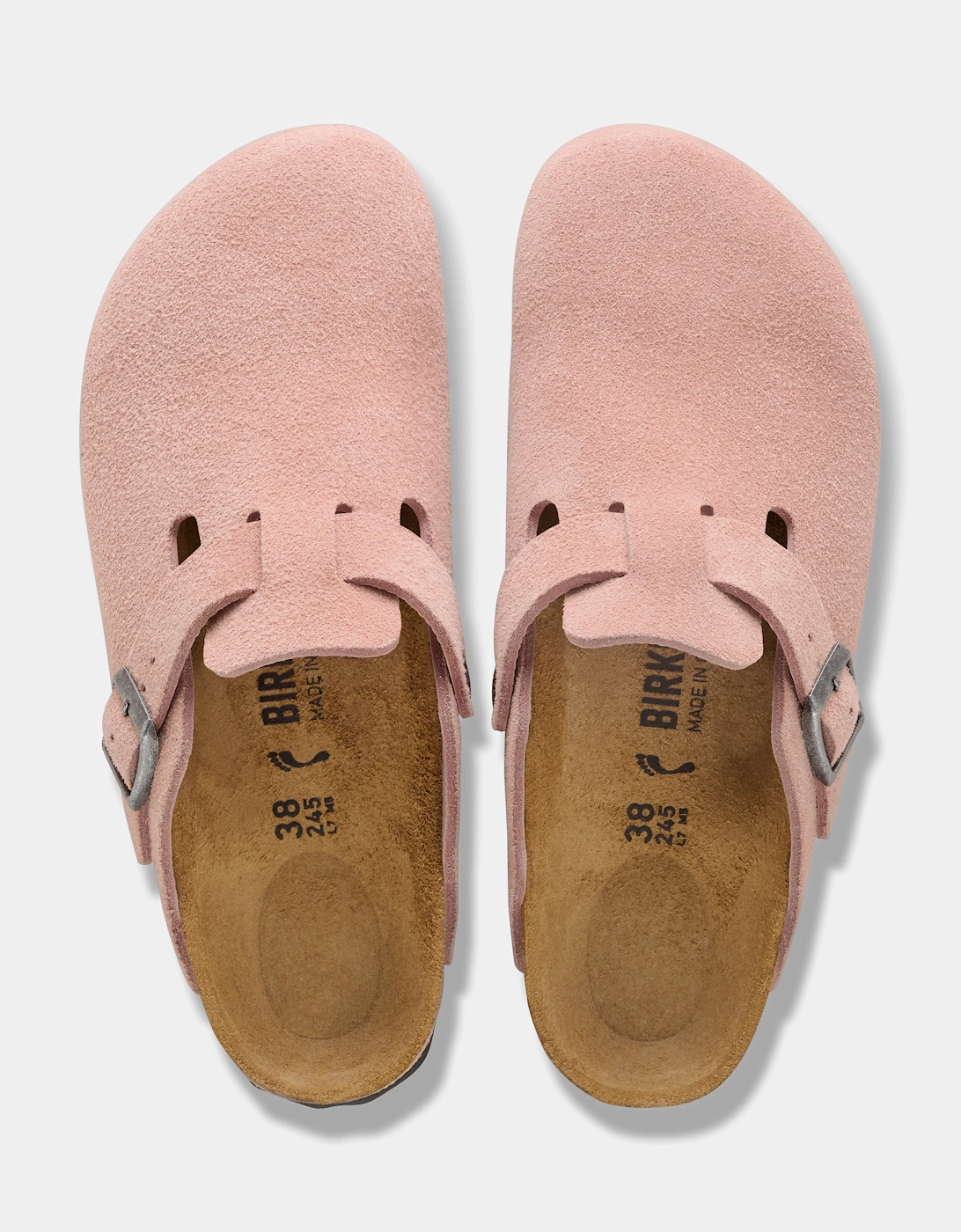 Suede Leather Womens Clogs - Pink Clay