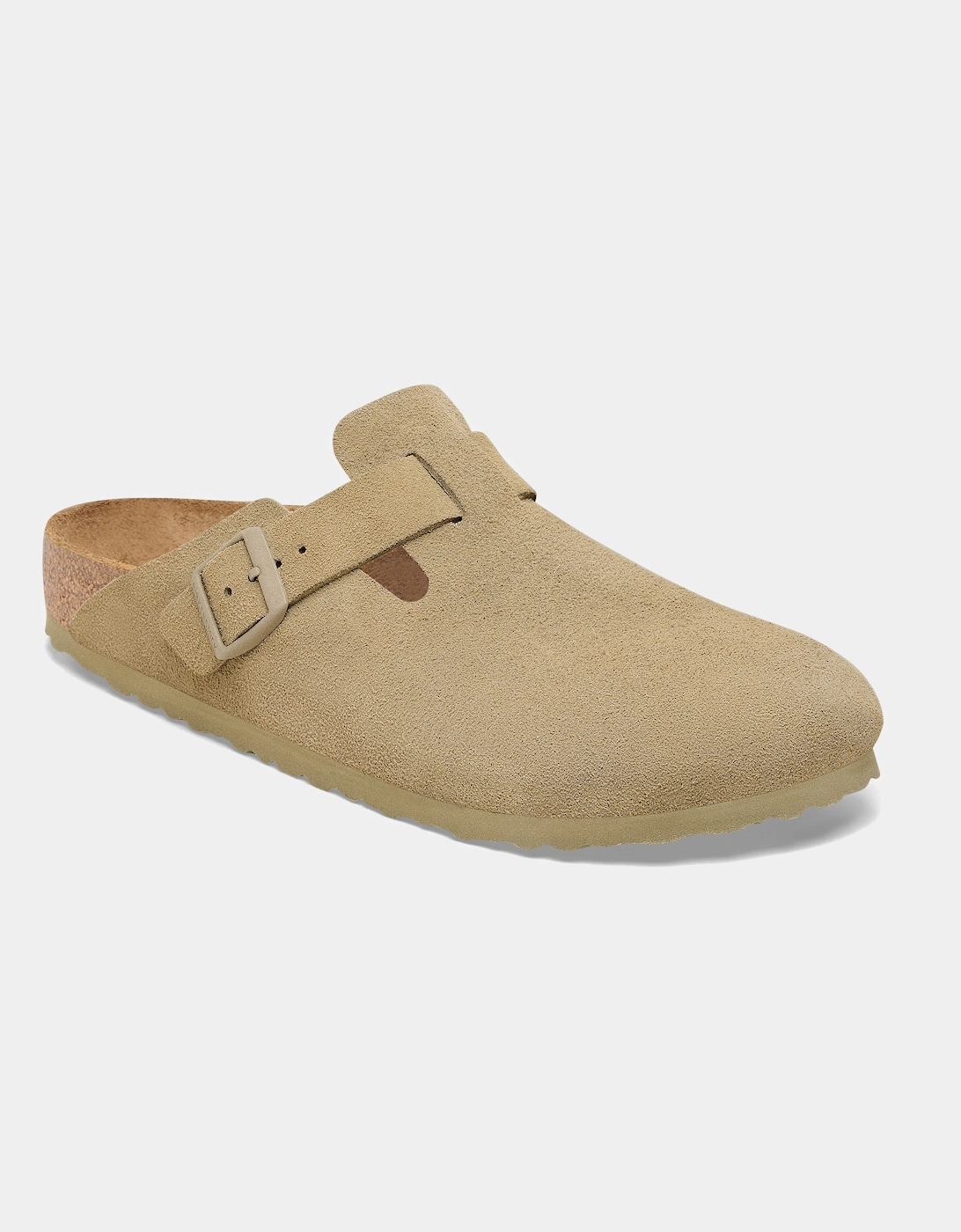 Suede Leather Womens Clogs - Faded Khaki, 4 of 3
