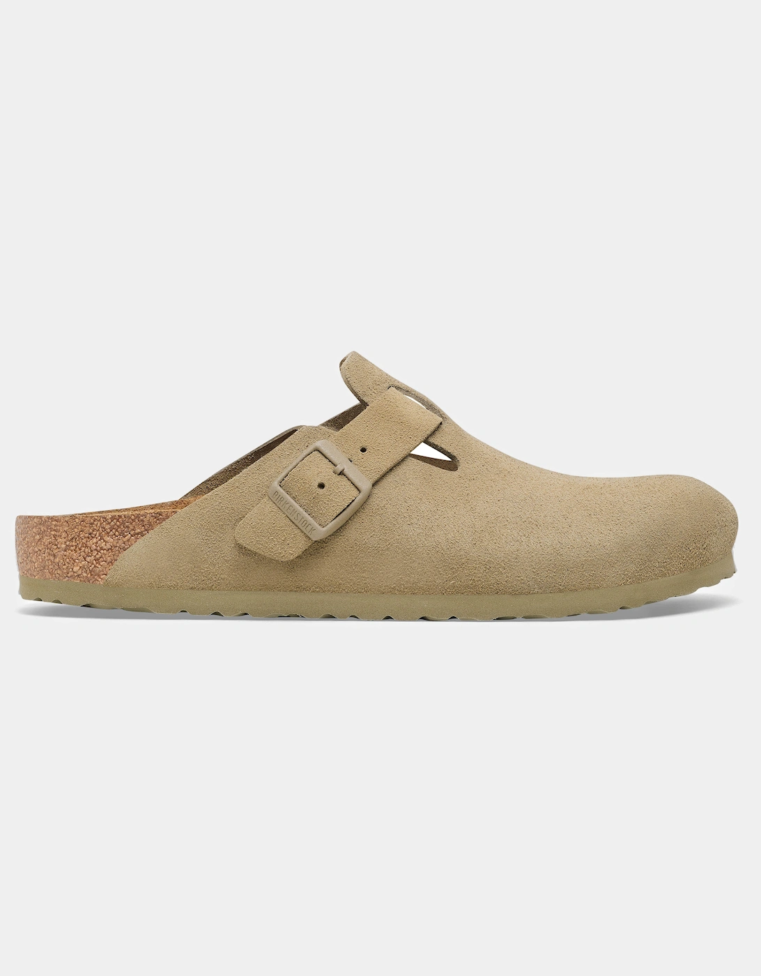 Suede Leather Womens Clogs - Faded Khaki