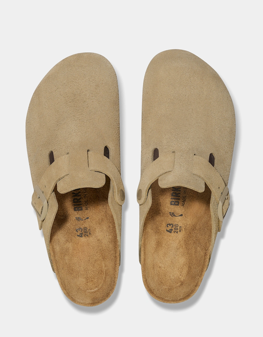 Suede Leather Womens Clogs - Faded Khaki
