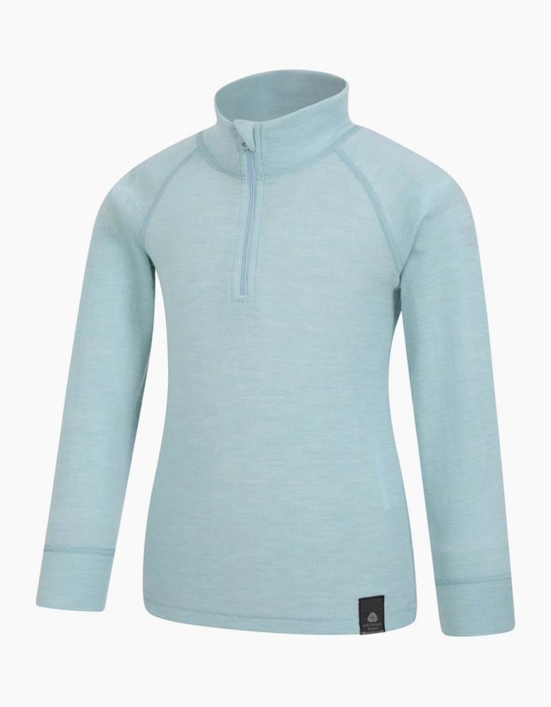 Childrens/Kids Merino Blend Half Zip Base Layer Top
