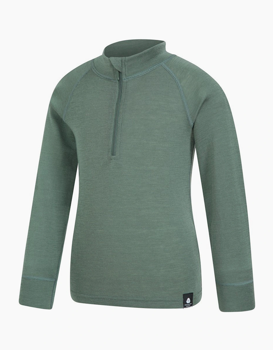 Mountain Warehouse Kids Merino Blend Half Zip Base Layer Top - Green - 5-6 years - Image 2