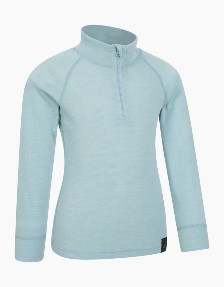 Childrens/Kids Merino Blend Half Zip Base Layer Top