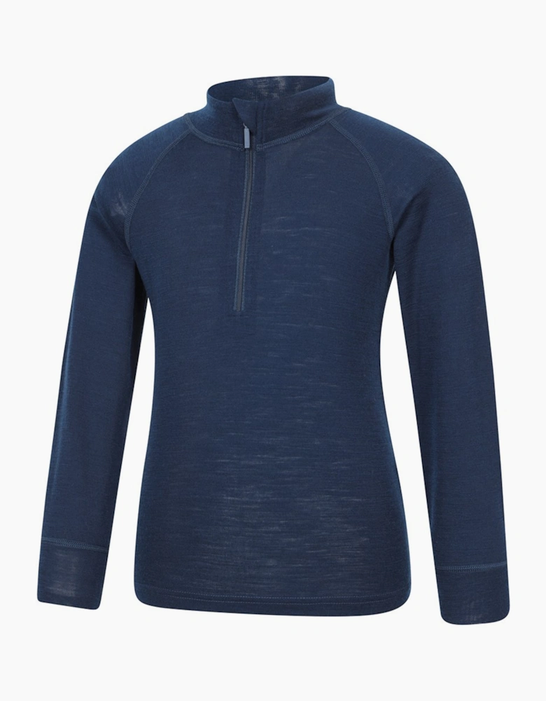 Childrens/Kids Merino Blend Half Zip Base Layer Top