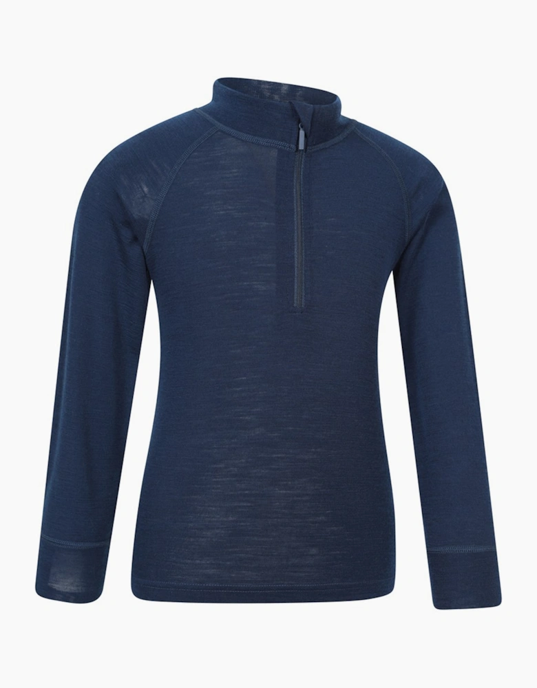 Childrens/Kids Merino Blend Half Zip Base Layer Top