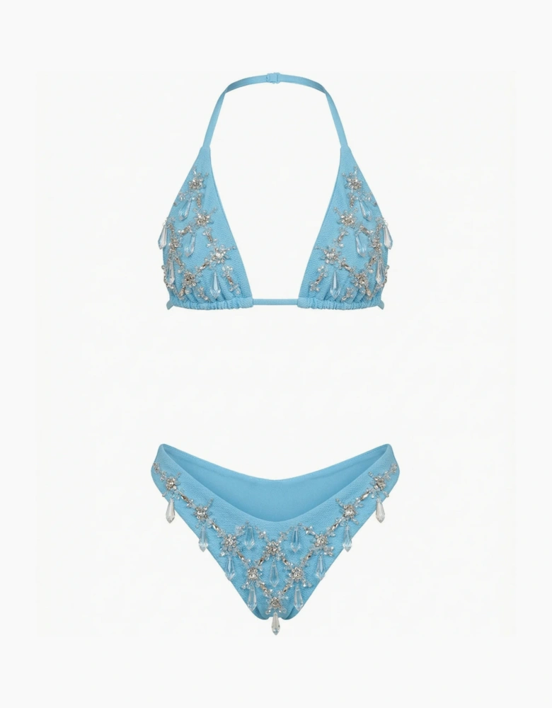 Calliope Luxury Crystal Bikini Bottom  Blue in stock