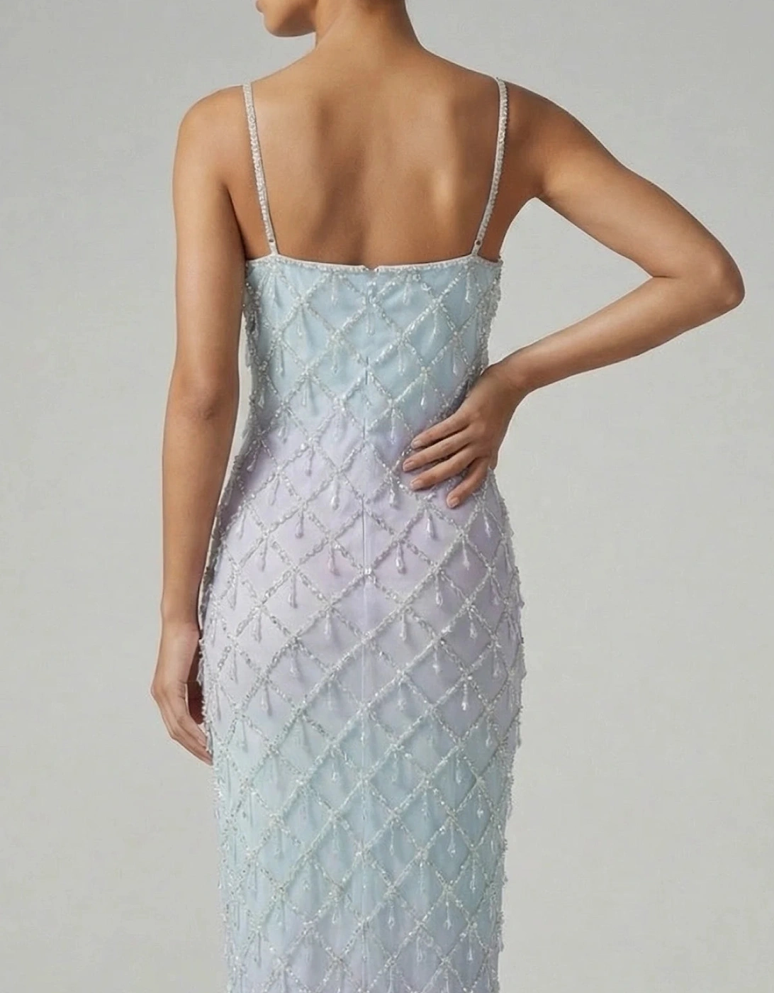 Calliope Luxury Crystal Blue Ombre Maxi Party Dress