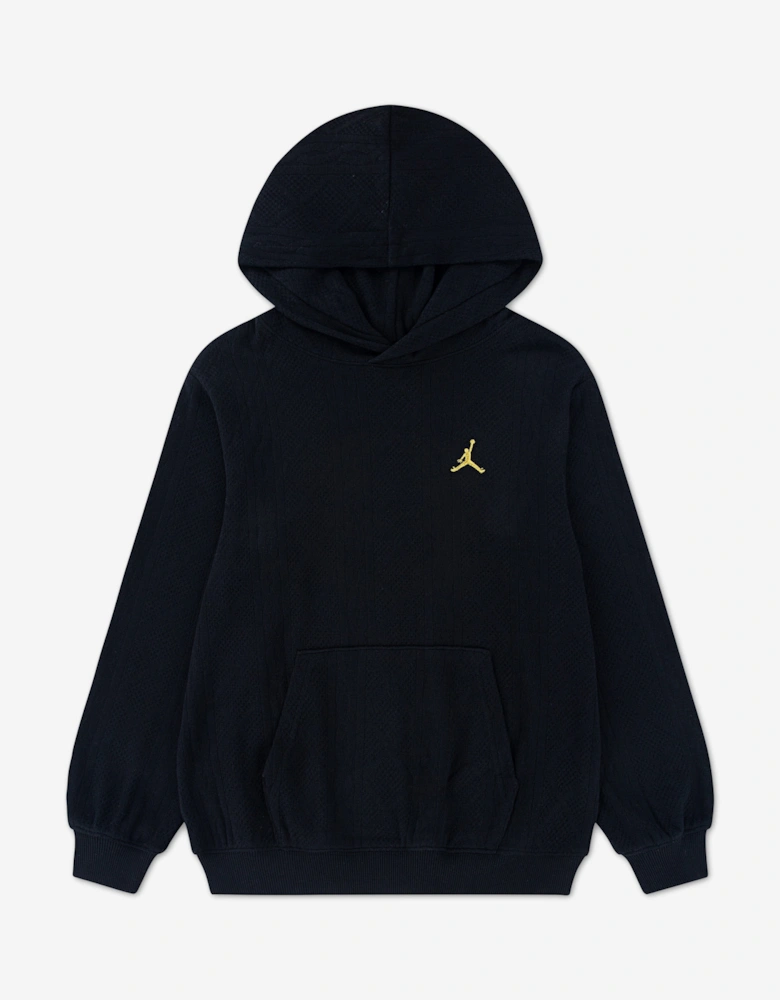 Jordan Boys Holiday Cable Knit Hoodie in Black
