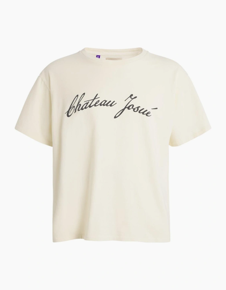 Chateau Josué Script Logo T-Shirt in Cream