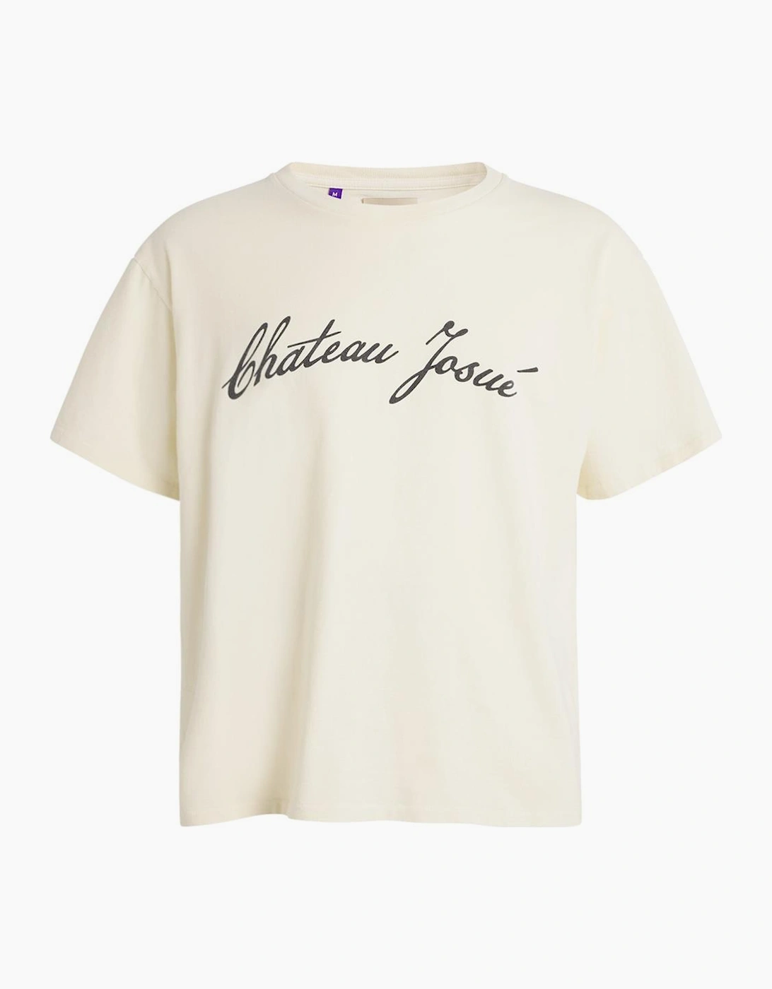 Chateau Josué Script Logo T-Shirt in Cream, 6 of 5