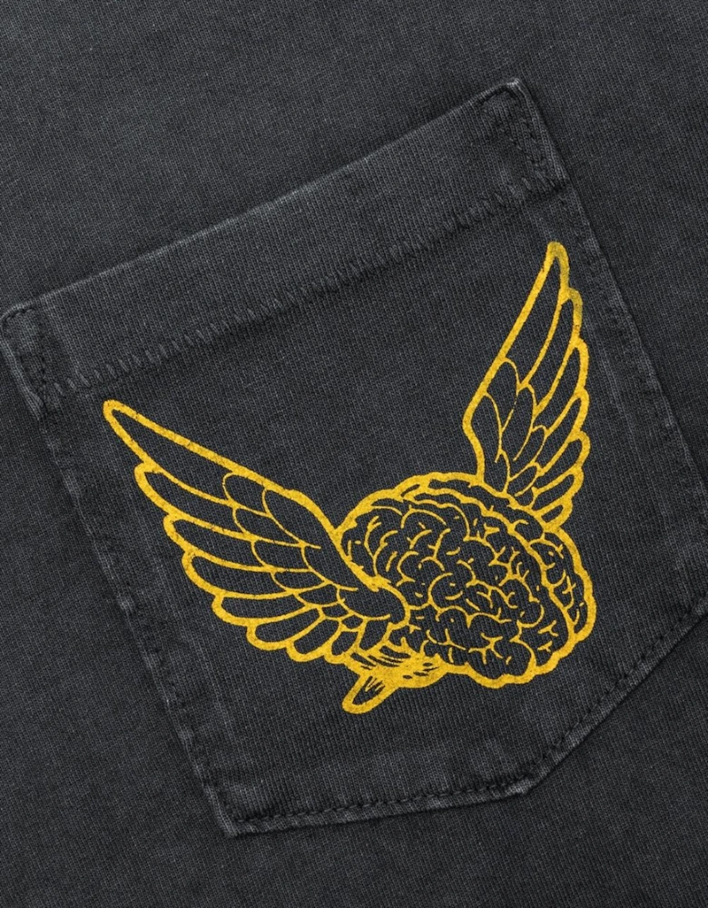 Flying Brain Pocket T-Shirt in Black