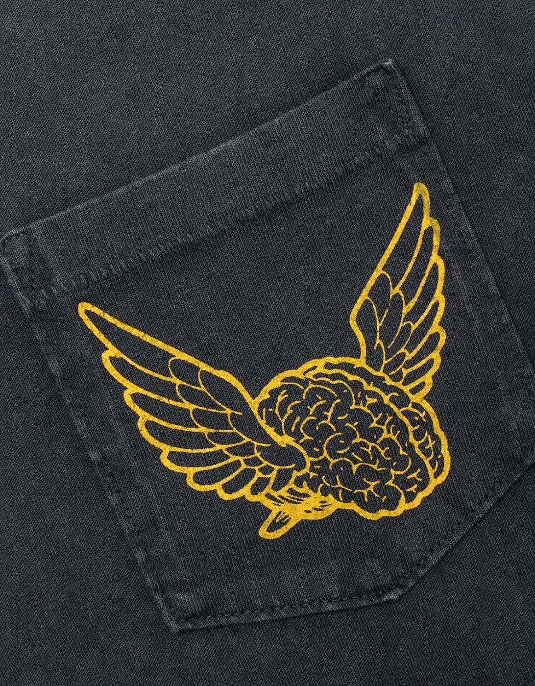 Flying Brain Pocket T-Shirt in Black