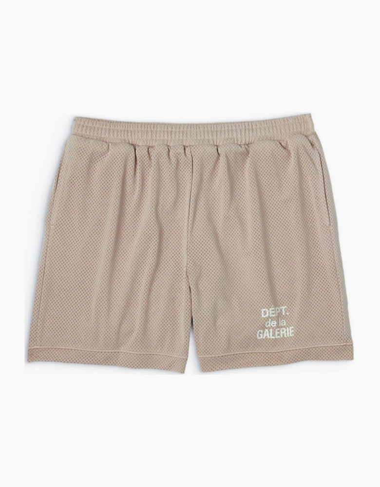 French Logo Mesh Shorts in Tan