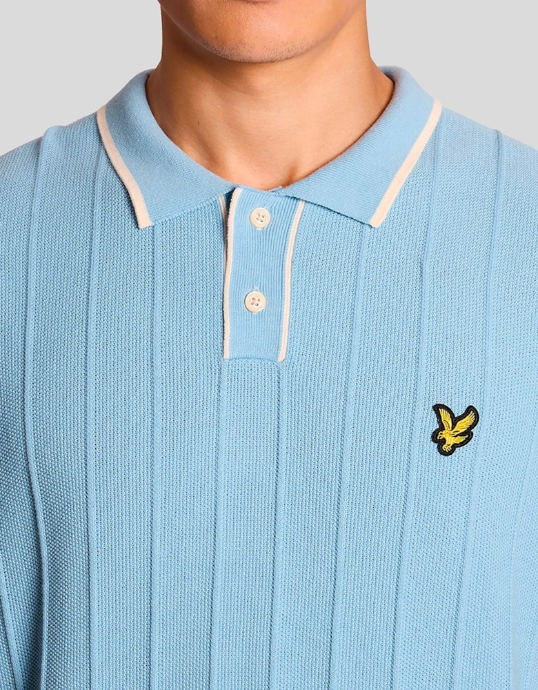 Lyle & Scott Tipped Pique Knitted Polo CHALK BLUE