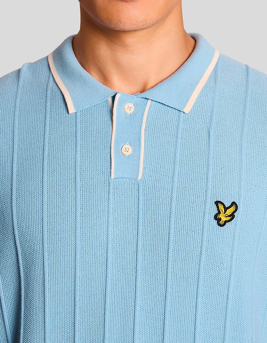 Lyle & Scott Tipped Pique Knitted Polo CHALK BLUE