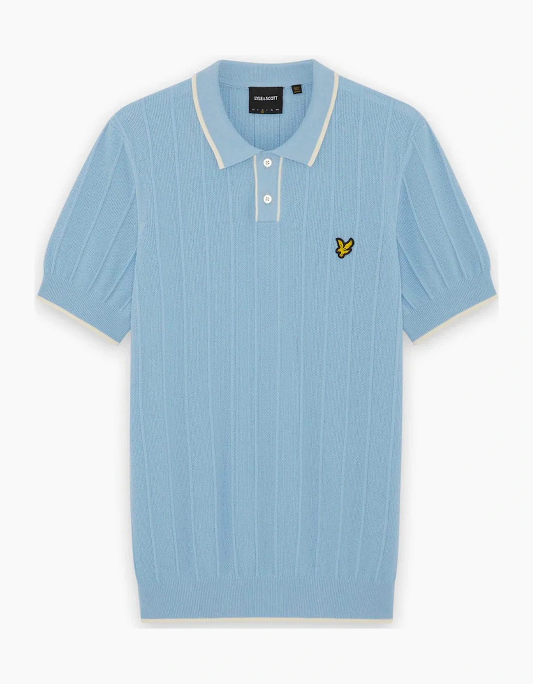 Lyle And Scott Men's Blue Lyle & Scott Tipped Pique Knitted Polo Chalk 44 Xxl