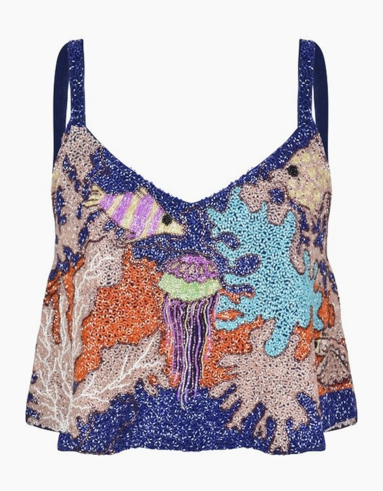 Fish Hand Beaded Top Multi Color