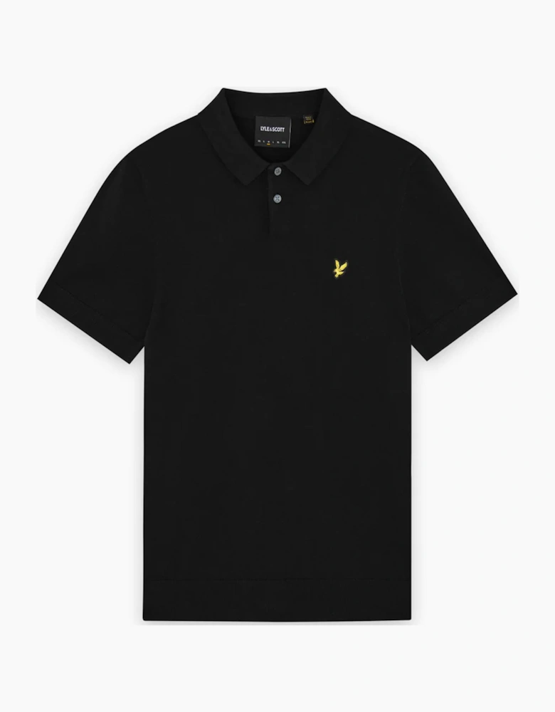 Lyle & Scott Cotton Short Sleeve Knitted Polo JET BLACK