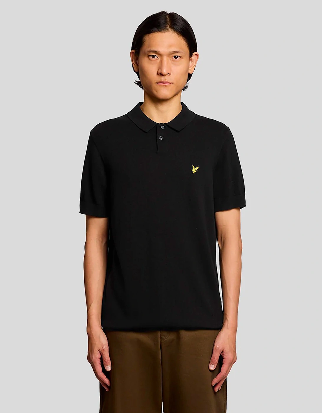 Lyle & Scott Cotton Short Sleeve Knitted Polo JET BLACK