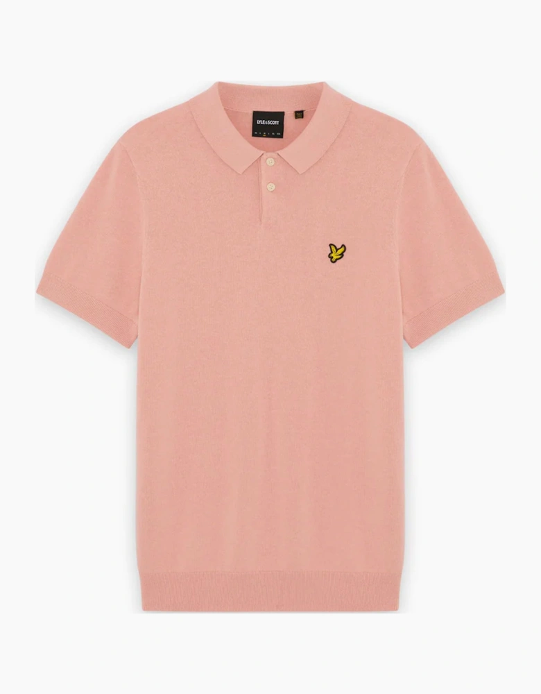 Lyle & Scott Cotton Short Sleeve Knitted Polo Pink Grapefruit