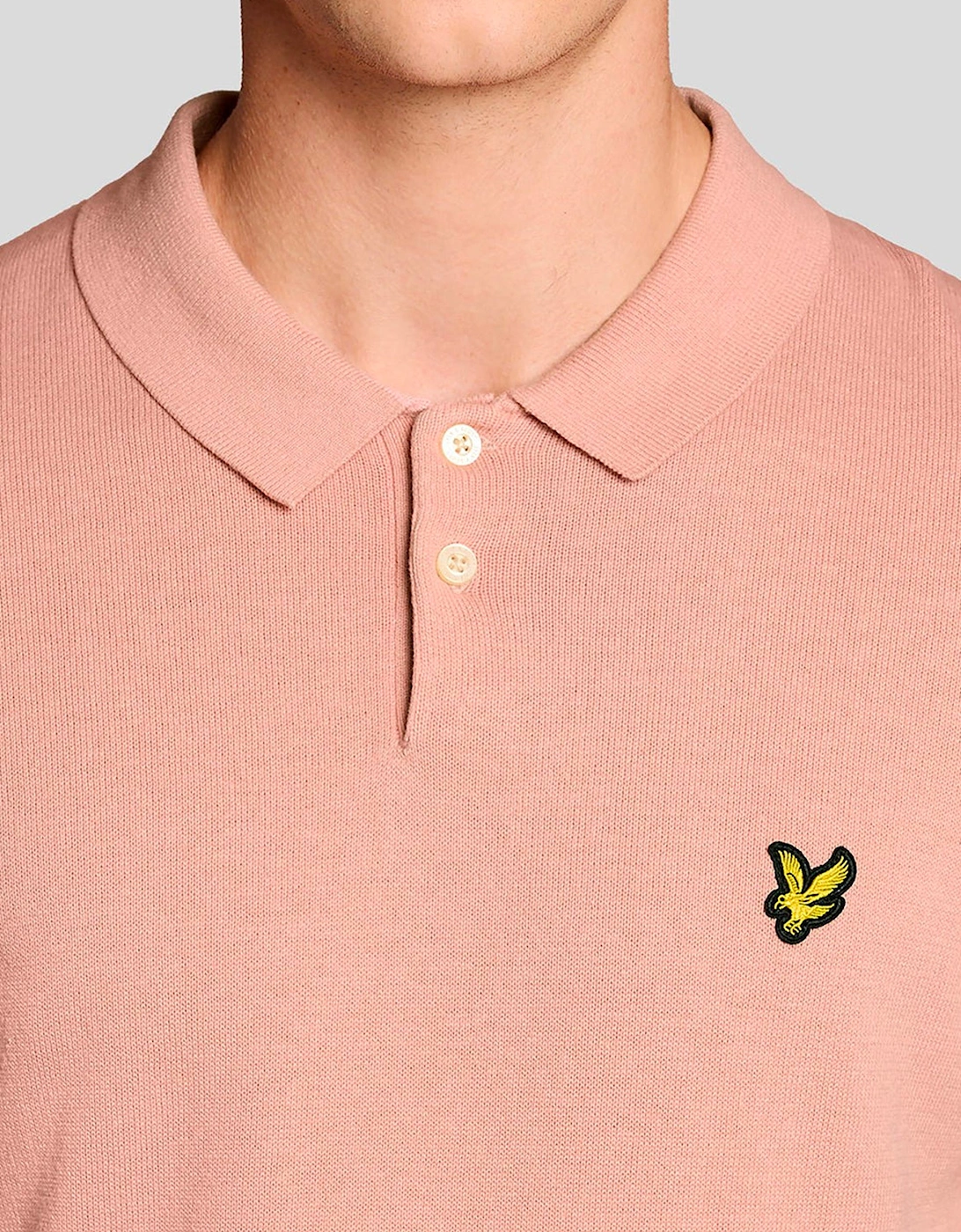 Lyle & Scott Cotton Short Sleeve Knitted Polo Pink Grapefruit