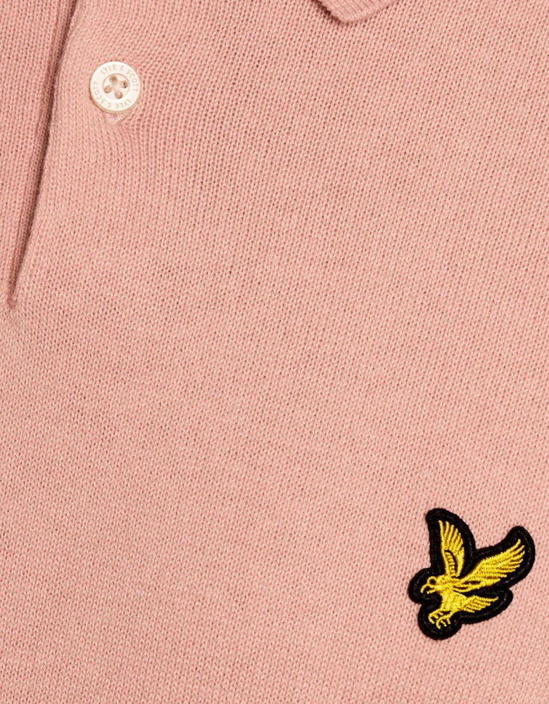 Lyle & Scott Cotton Short Sleeve Knitted Polo Pink Grapefruit