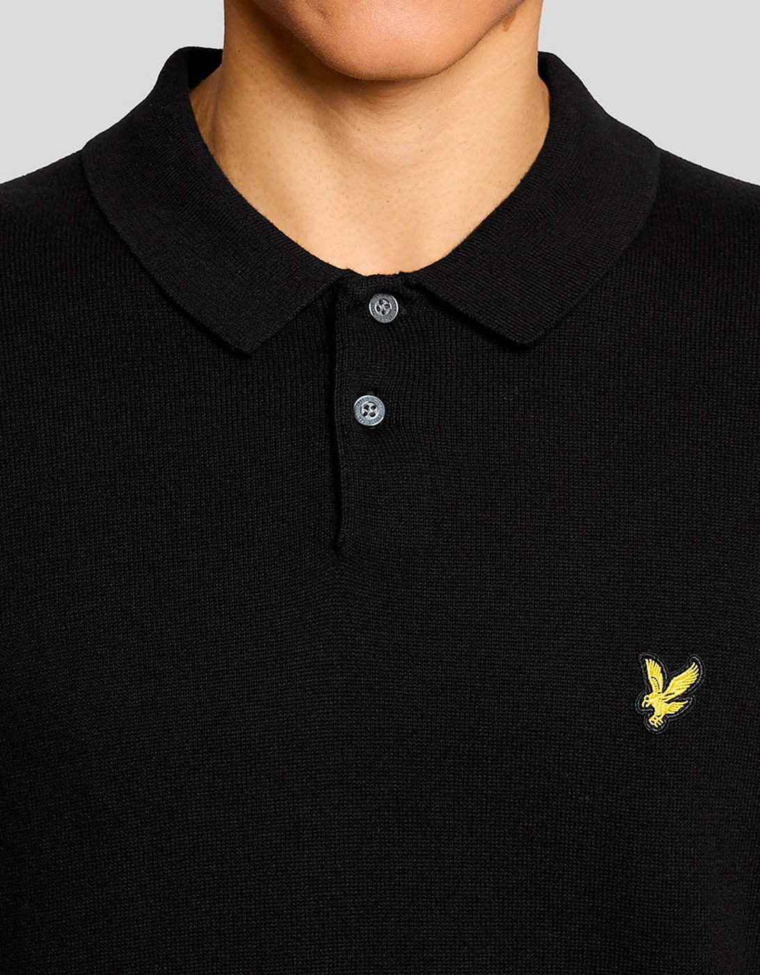 Lyle & Scott Cotton Short Sleeve Knitted Polo JET BLACK