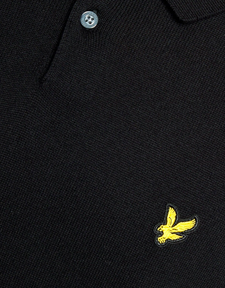 Lyle & Scott Cotton Short Sleeve Knitted Polo JET BLACK