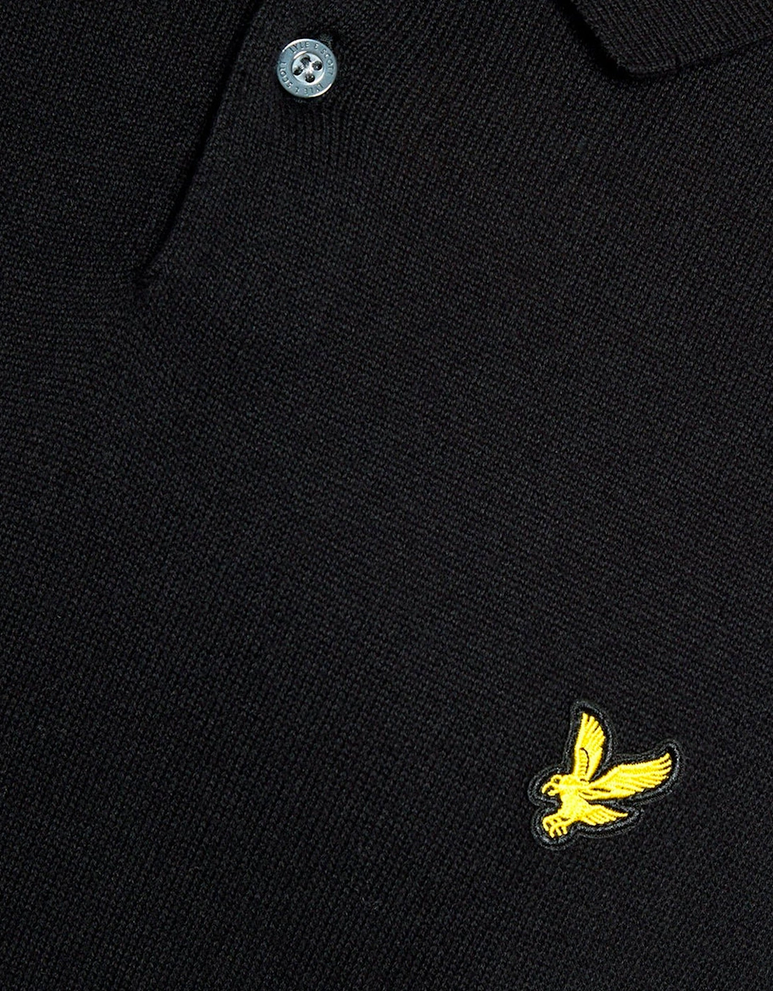 Lyle & Scott Cotton Short Sleeve Knitted Polo JET BLACK