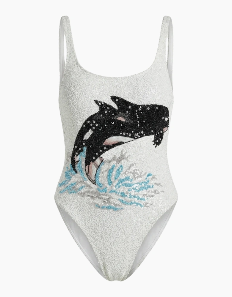 Marina Vintage Neckline Swimsuit White