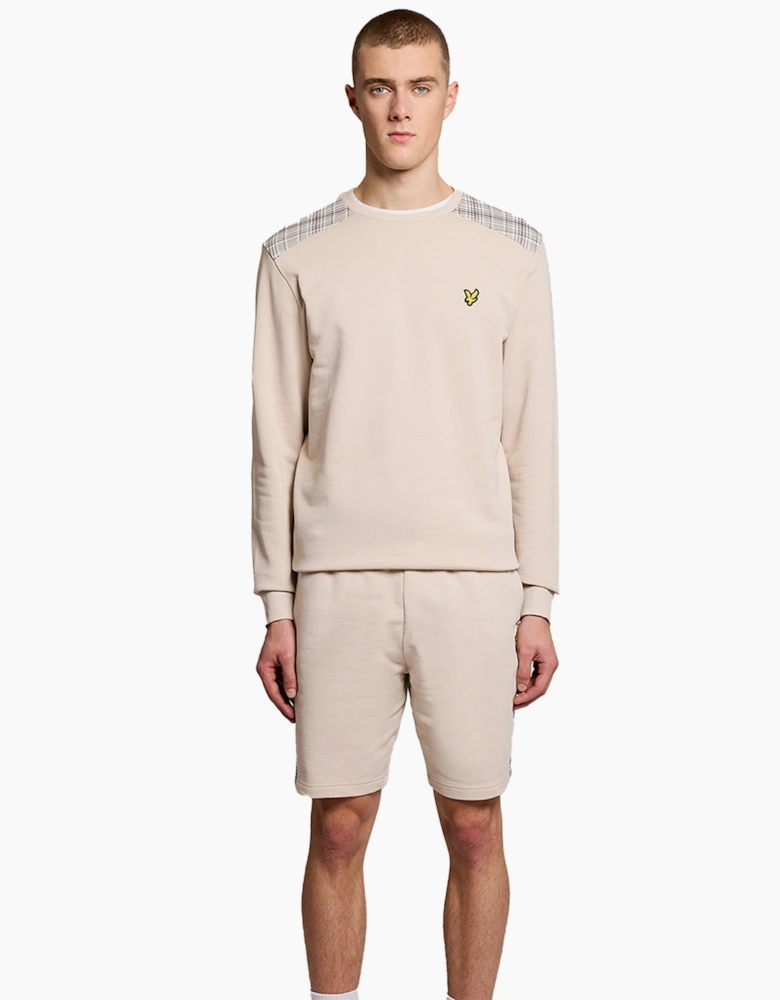 Lyle & Scott Check Panelled Crew Neck Sweatshirt Cove