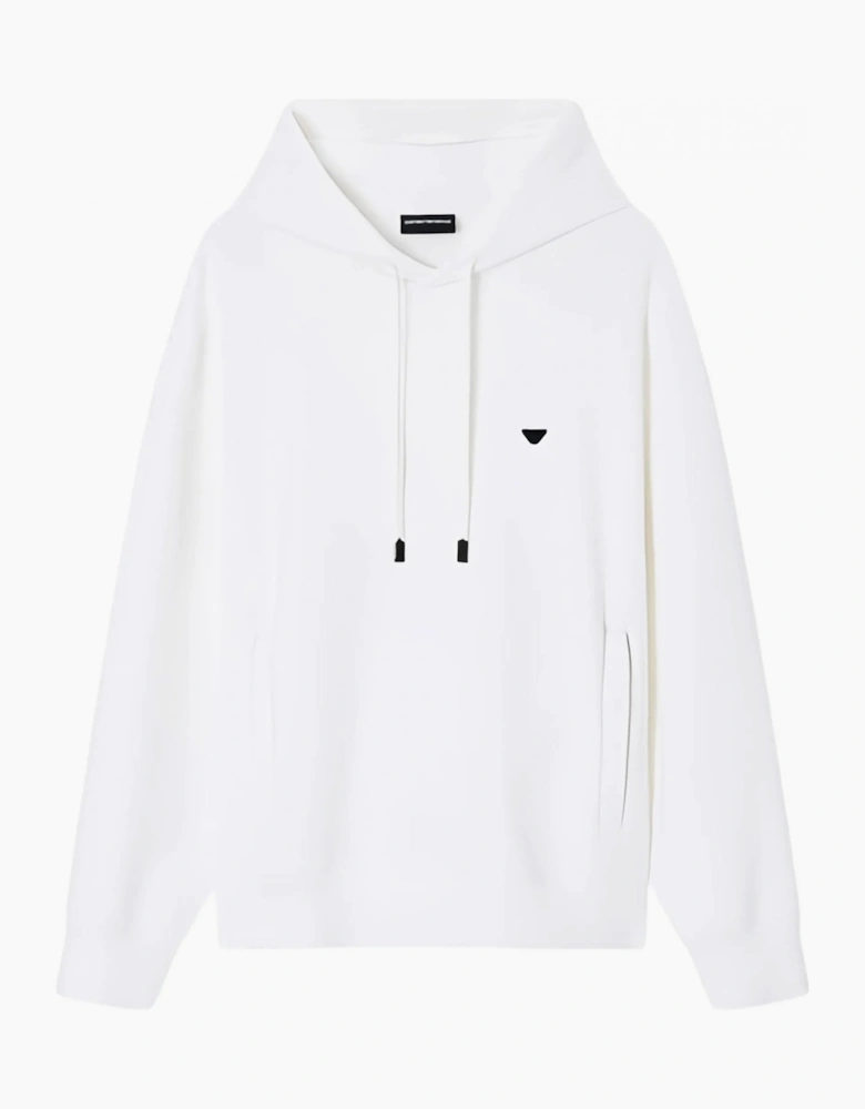 Double-Jersey Branded Pullover Hooded Top White