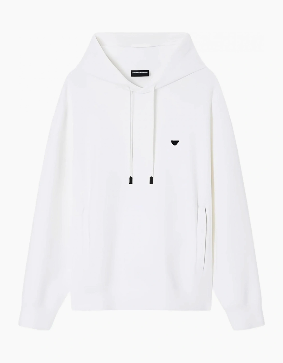 Emporio Armani Slim Fit Pullover Hoodie for Men in Navy Cotton Blend with Zip Pockets and Micro Eagle Embroidery - Image 4