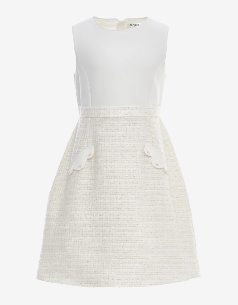 FLOREL Girls Jacket and Dress Set in Ivory