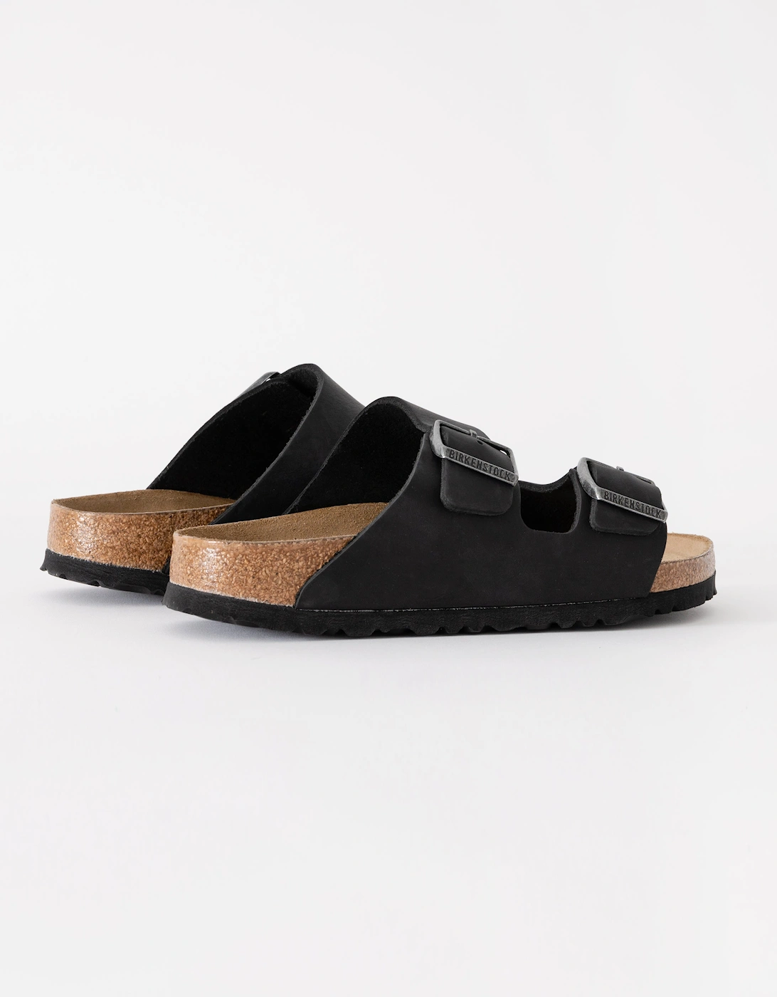 Soft Footbed Womens Oiled Leather Sandals - Black