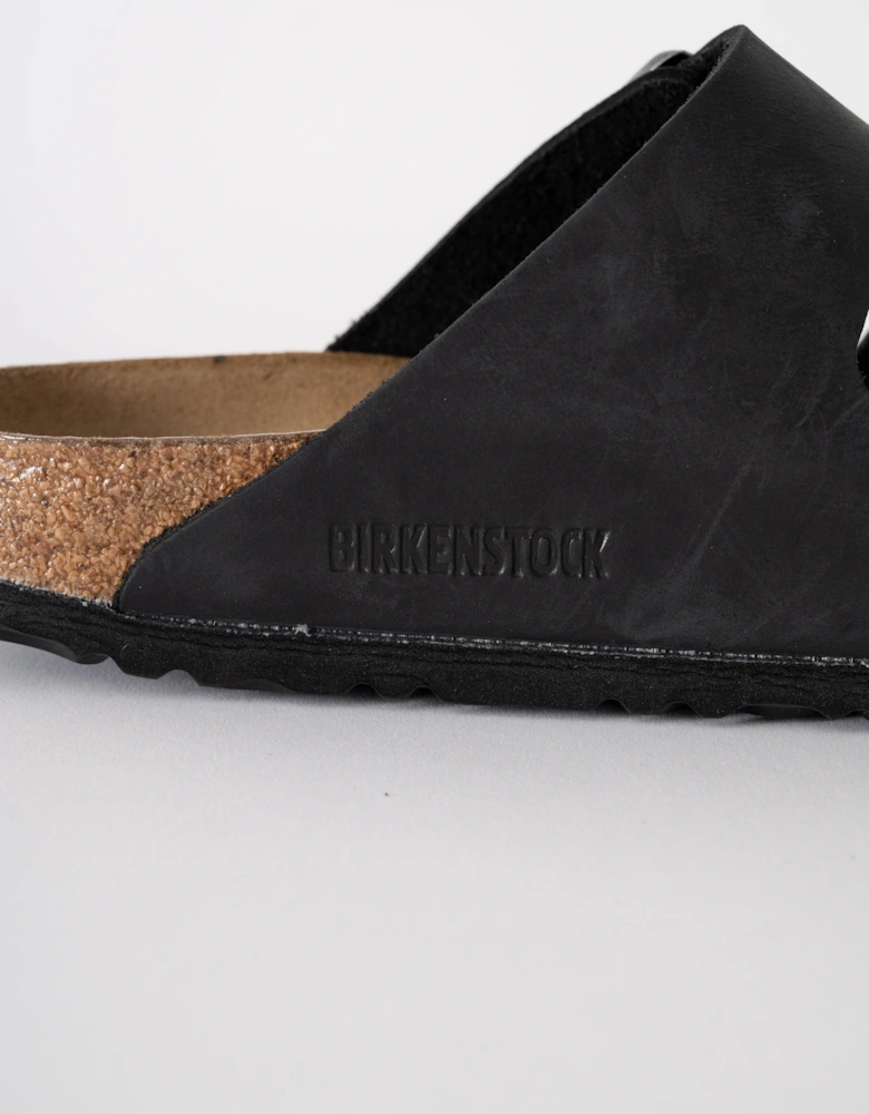 Soft Footbed Womens Oiled Leather Sandals - Black