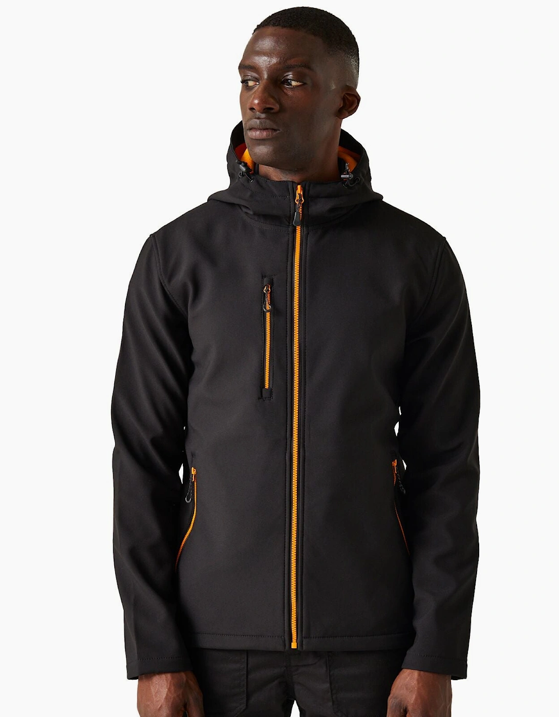 Professional Mens Navigate Hooded Softshell Jacket, 2 of 1