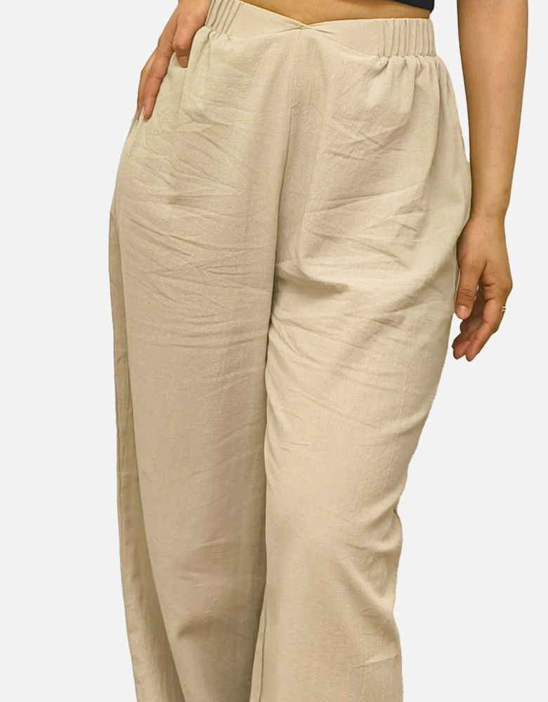 Stone Waist Band Detail Wide Leg trouser