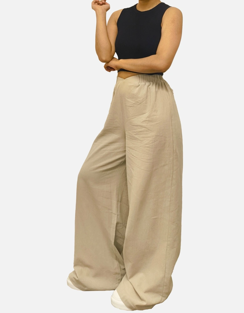 Stone Waist Band Detail Wide Leg trouser