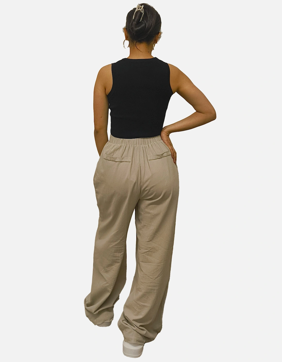 Stone Waist Band Detail Wide Leg trouser