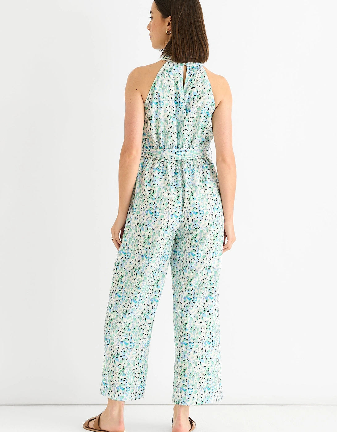 Blue Floral Halter Neck Jumpsuit