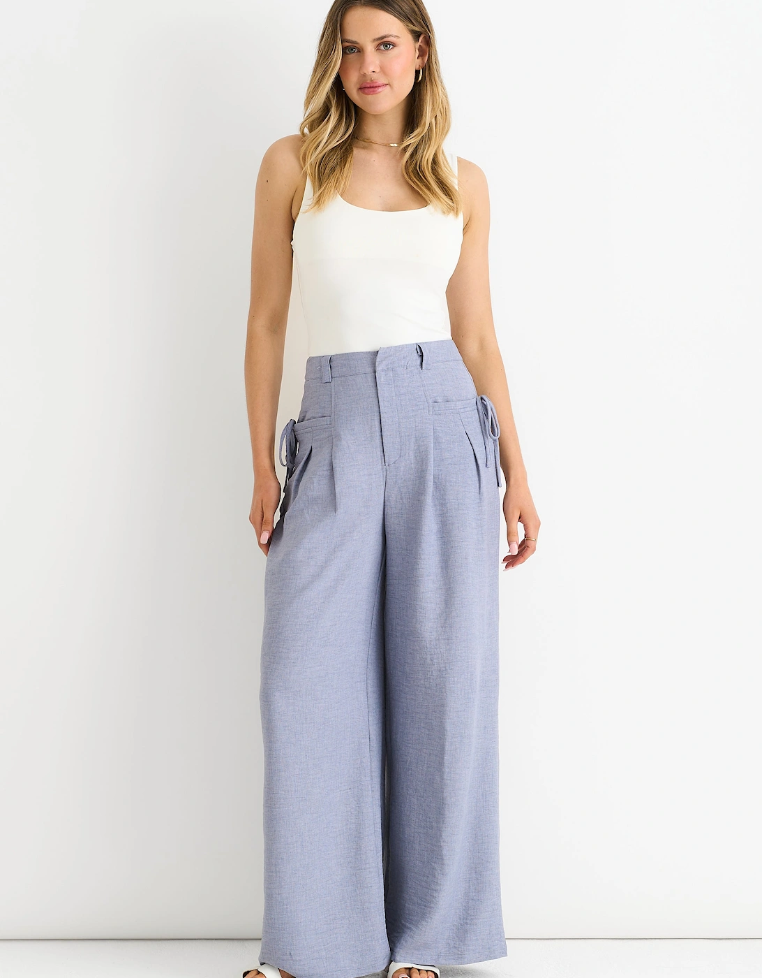 Linen Look High Waist Wide Leg Trousers, 5 of 4