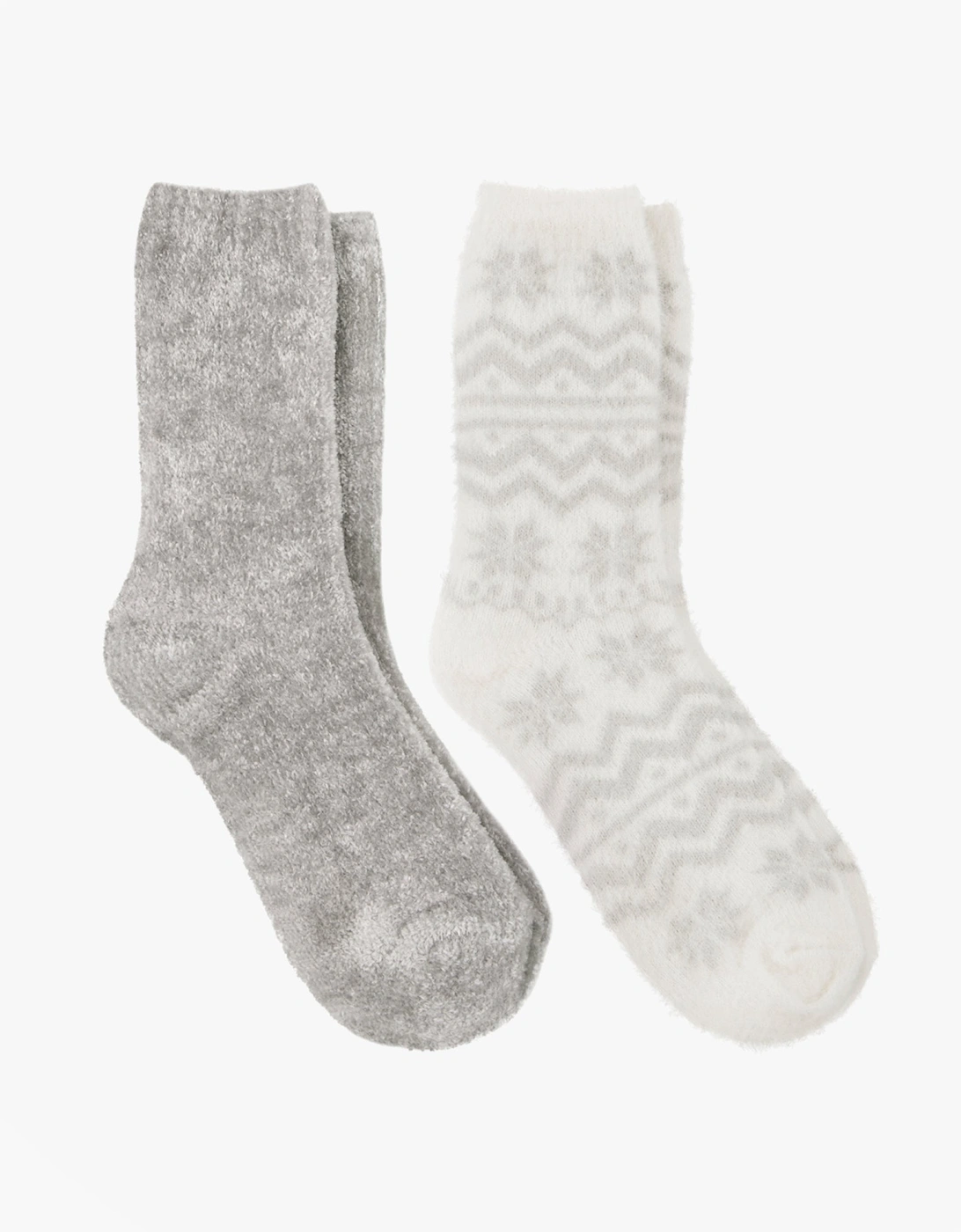 Toasties FAIR ISLE & CHENILLE SUPERSOFT BED SOCKS (Twin Pack) Womens Socks Grey/Fair Isle, 4 of 3