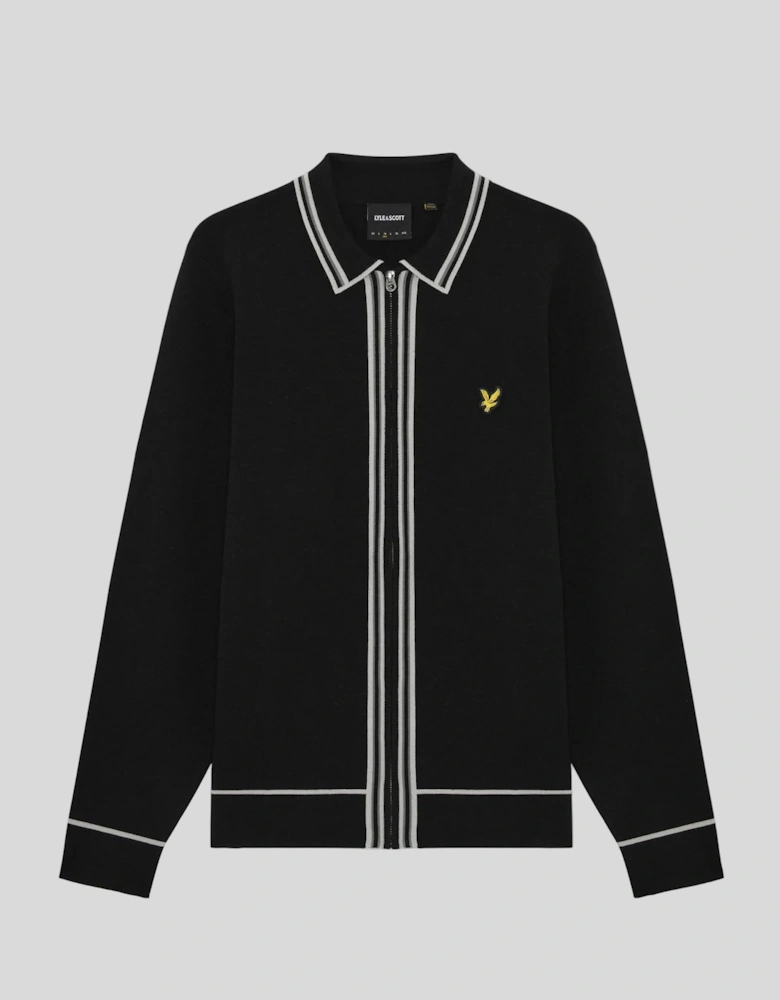 Tipped Full Zip Knitted Jumper
