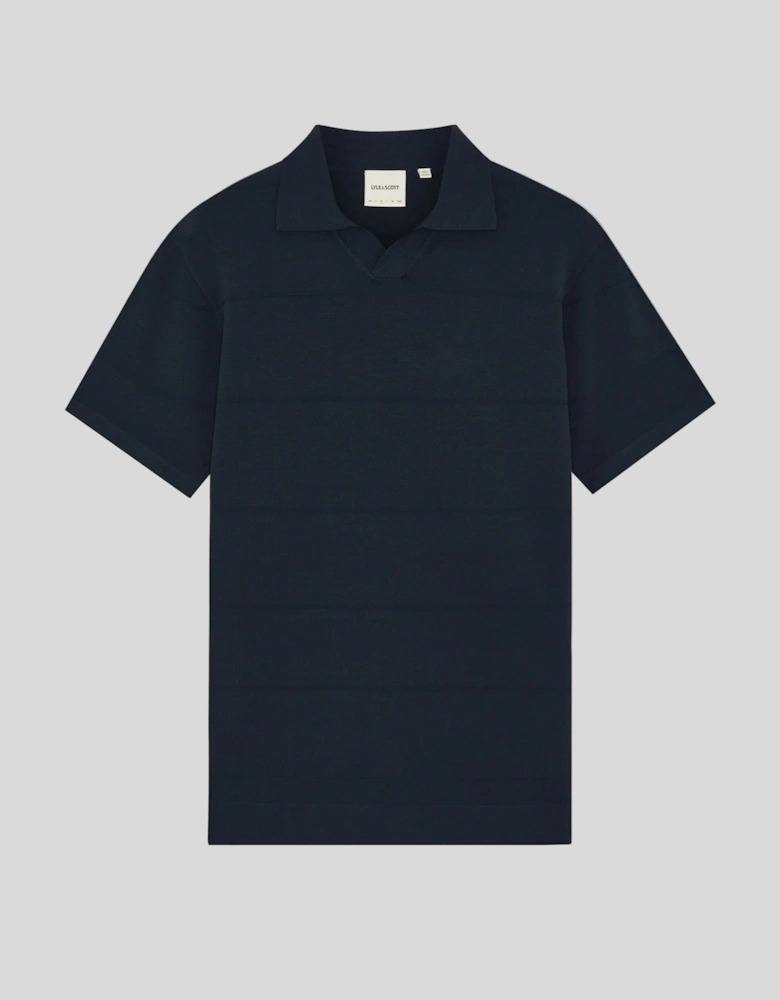 Open Collar Fine Knitted Polo Shirt