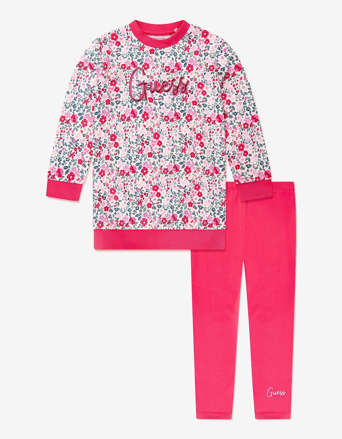 Girls Floral Leggings Set in Red, 5 of 4