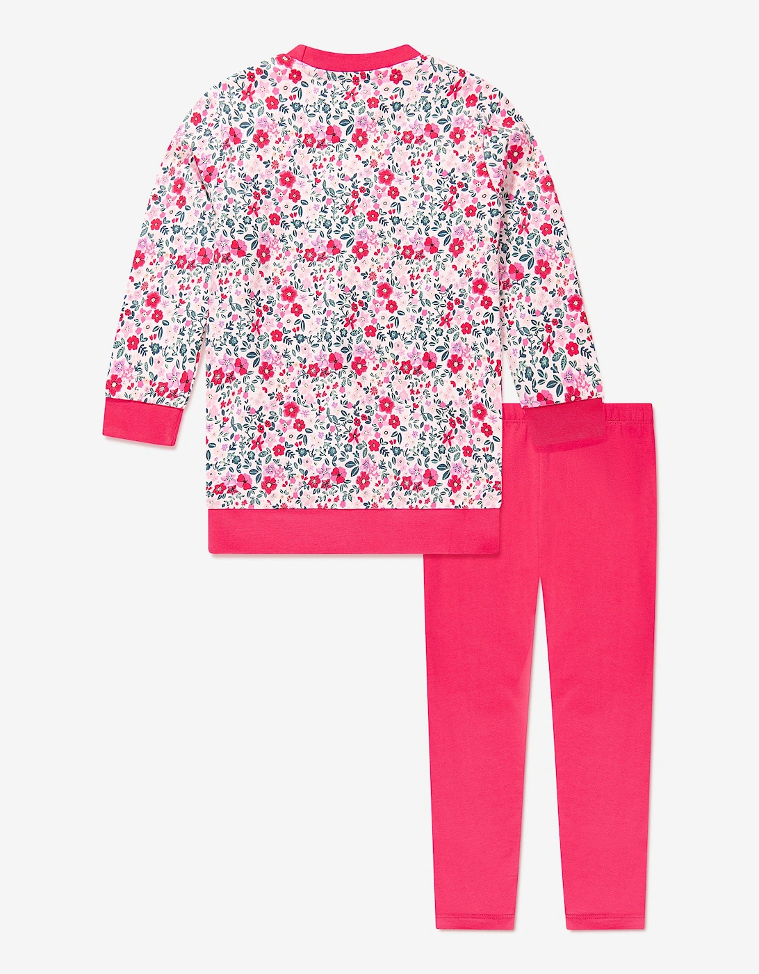 Girls Floral Leggings Set in Red