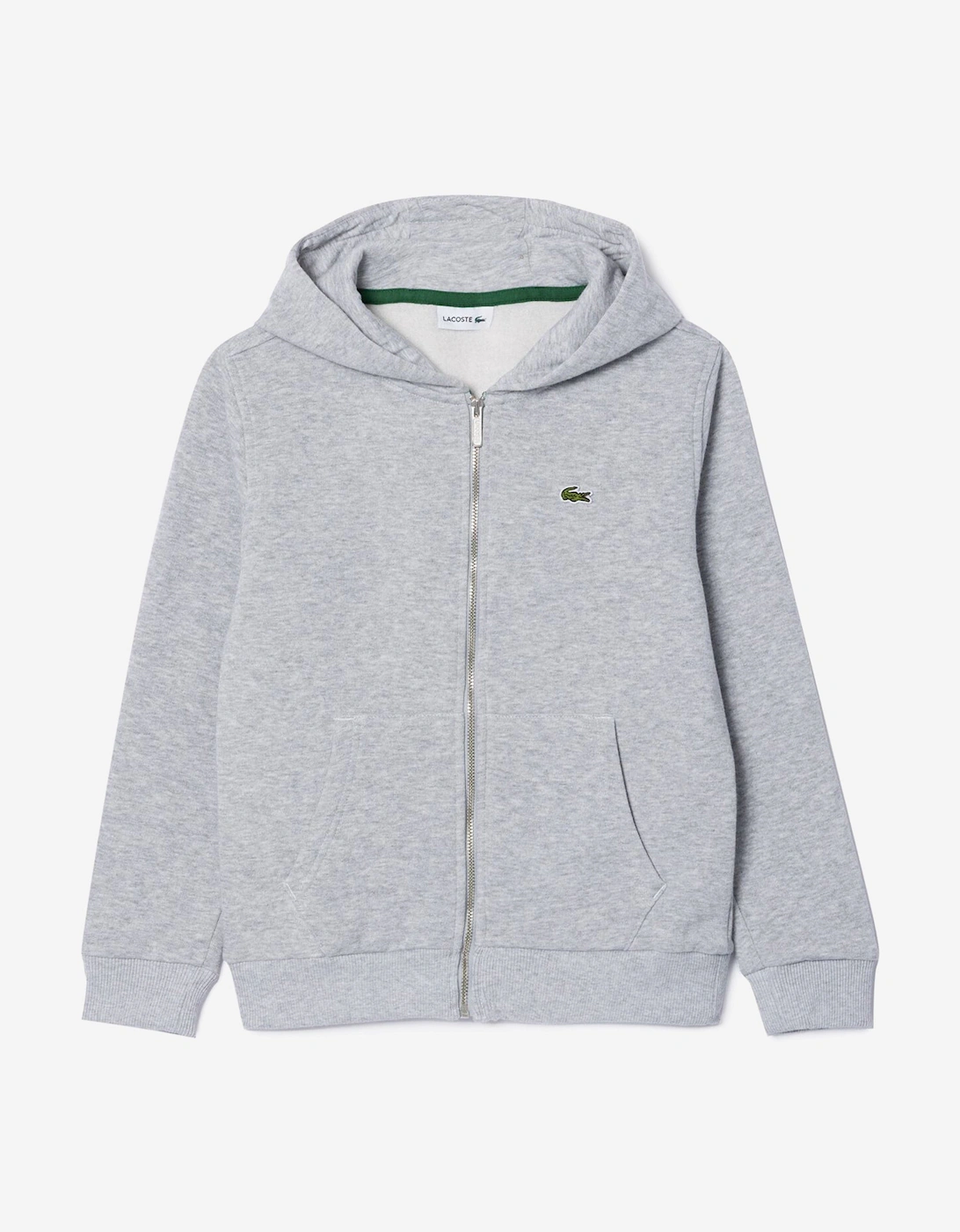 Lacoste Boys Grey  Core Fleece Full Zip Hoodie  - Size 14 Years Kids