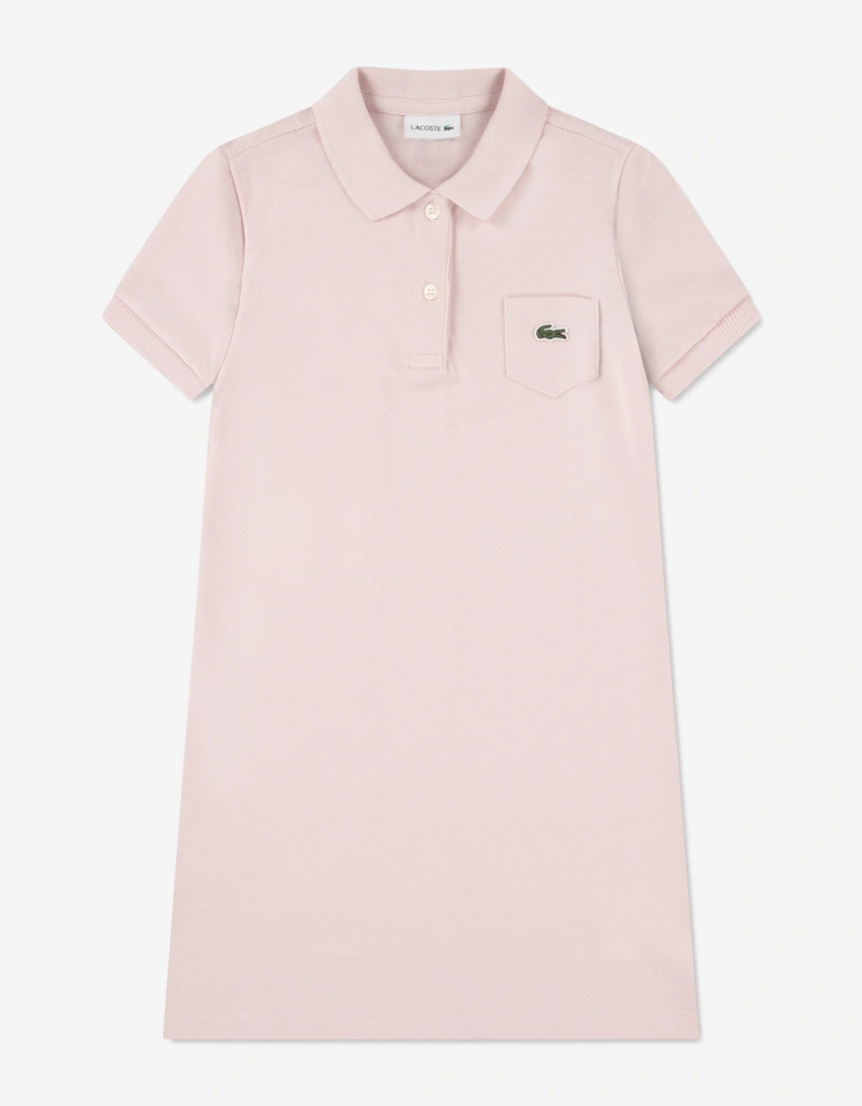 Girls Pique Polo Dress in Pink