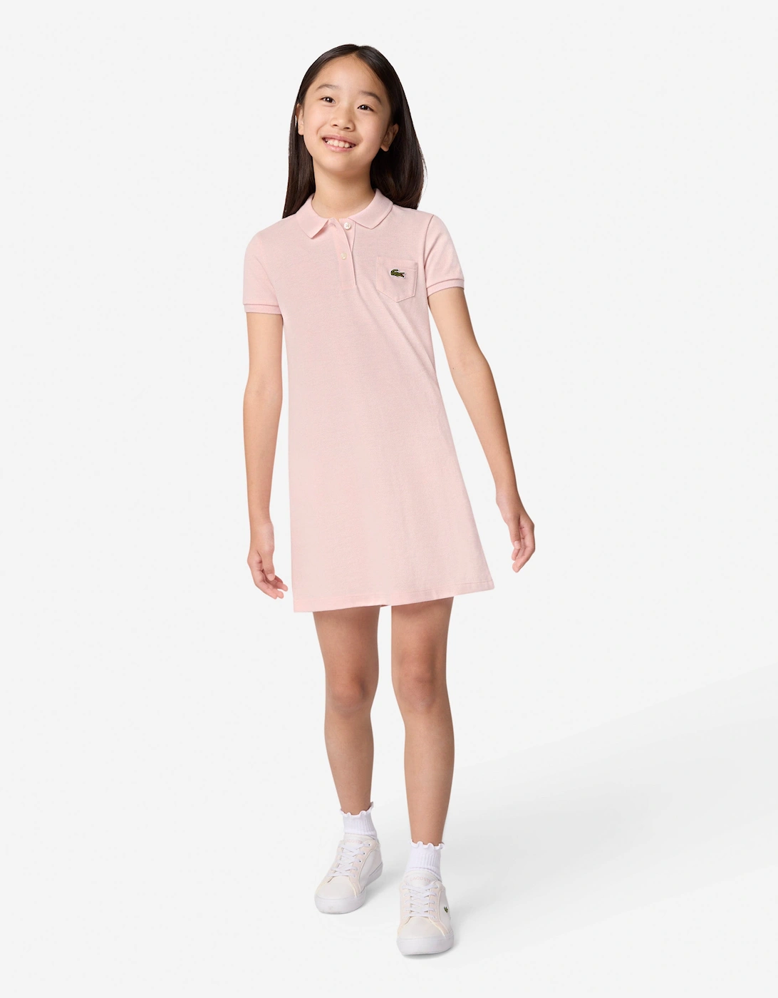 Girls Pique Polo Dress in Pink